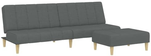 Genérico Wenjingqi 3258086 Schlafsofa mit Hocker, Stoff, Dunkelgrau, Grau