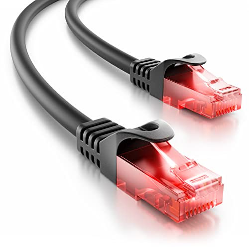 deleyCON 3,0m CAT6 Outdoor Cable de Red Cable de Conexión - 250 MHz AWG 24 - Para Exteriores Resistente a la Intemperie y a los Rayos UV Revestimiento de LDPE - Negro