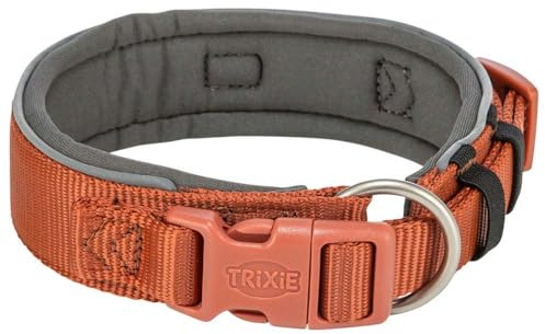 TRIXIE Premium Halsband, extra breit, S–M: 33–42 cm/35 mm, rost/Grafit