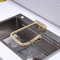 XJTNLB Grifo Abatible Cocina Grifo Cocina Dorado Cepillado Oro Cepillado Grifos de Fregadero para Ventana Frontal-3 Modos