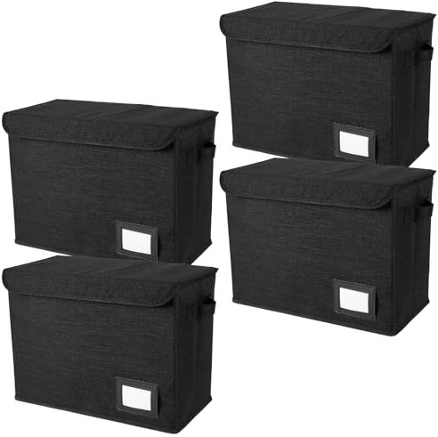 Eyoulife 4 Stück Comic Aufbewahrungsbox Faltbar 40x20x30cm, Comicbuch-Aufbewahrung Pack150-180 Comic-Bücher mit Deckel, Tragegriff, Etikettenschlitz, Comic Buch Box für Bücher Dokumente