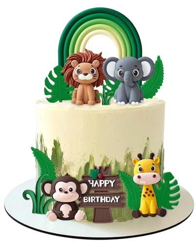 JeVenis Safari Baby Shower Cake Decoration Safari Animals Cake Decorations Wild One Cake Decoration Two Wild Cake Topper Giraffe Monkey Cake Topper