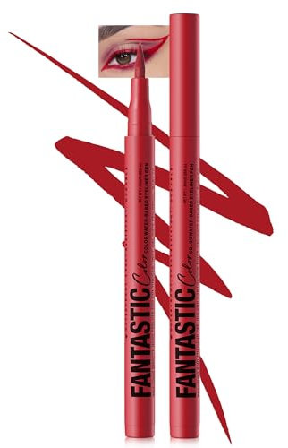 Mattes Liquid Eyeliner Pen Wasserfest,Bunt Eyeliner Pen Stift Hält 24 Stunden+,Pigmented With Long-lasting,Smudgeproof,Ultrapigmentiert,Schnell Trocknend Kreiert Definierte Linien,Veganer-05 Rot