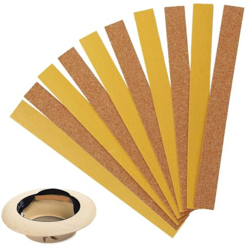 ANBOO Hutband innen zum Verkleinern - 10 Stück Selbstklebendes Korkband, Weiche Korkstreifen als Hutverkleinerer für Strohhut, Filzhut & Lederhut (200x20x2mm)
