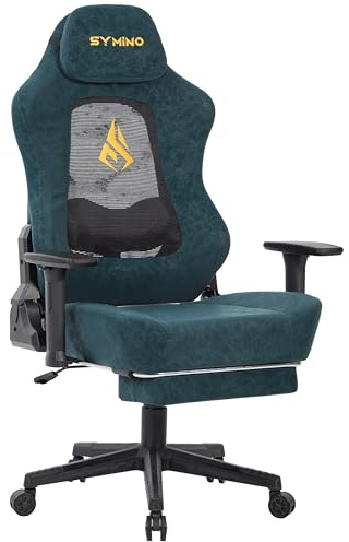Symino Gaming Chair, Computer Chairs with Footrest, Adjustable Lumbar Support, Headrest, PU Leather PC Chair Ergonomic Gaming Chairs for Adults Teens