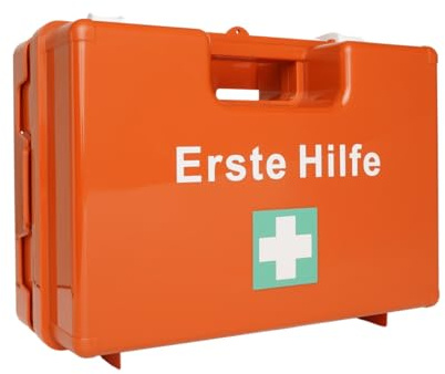 First Aid Products Erste Hilfe Kasten Betrieb MEDIUM orange – ohne Inhalt vorgesehen für DIN 13157 & 13169 ABS-Kunststoff - Betriebsverbandskasten für Baustellen, Betriebe, öffentliche Einrichtungen