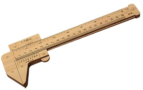 CONGARTENO Pied à Coulisse en Bois pour Étudiants Double Échelle Claire et Forte Élasticité, Règle Multifonction Pratique pour Dessin et Mesure Précise