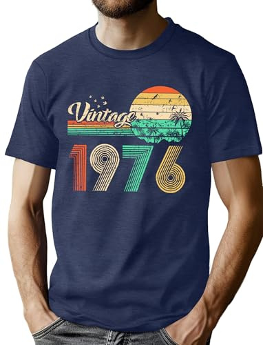 hohololo 50th Birthday T-Shirts Men Vintage 1976 Tshirt Graphic Fifty Birthday shirs Casual Birthday Gifts Blouse Tops...