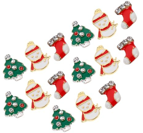 WRITWAA 15 Stück Weihnachts Nail Art Charme aus Legierung Selbstgemacht Maniküre Nagel Dekor mit Glatter Oberfläche und Kompakter Größe für Nagelkunst zu Hause und Salon