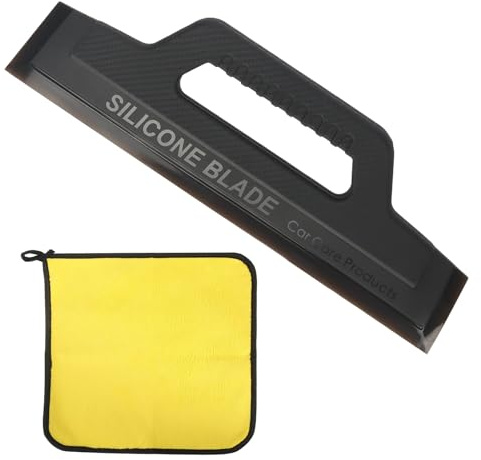 Silikon Abzieher Auto Silikonlippe Wasserabstreifer mit Carbon Glastuch | Auto Fensterabzieher, Ergonomischer Griff, Auto Rakel Wasser Blatt für Fenster Spiegel und Dusche