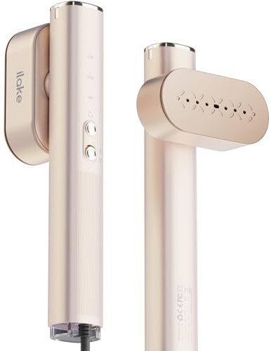 Ilake Travel Steamer for Clothes, 100-240V Dual Voltage Portable Garment Steamer, 1000W Travel Size Handheld Steam & Iron 2 in 1, for Global & Europe Travelling, Business, Home, Rose Gold