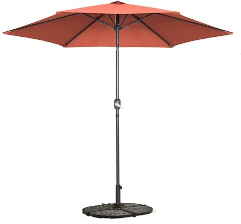 Oviala Parasol Droit inclinable 3m et 4 Dalles lestées Aluminium Terracotta