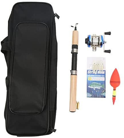 Mtlavishness Kit de caña de Pescar en Hielo Juego de caña de Pescar de Invierno portátil con Carrete flotadores Ganchos de Cuerda y Bolsa de Almacenamiento - 75 cm Aparejos de