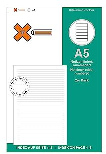 X17 A5 Notizen/Notizheft | liniert 2er Pack, für das revolutionäre X17-Notizbuch mit auswechselbaren Heften