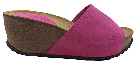 La Auténtica – Sandalia de Piel Serraje con cuña tacón – Verano Planta anatómica y Suela Ligera – ARTESANALES Y VERSÁTILES (Fucsia, Sistema Tallas Calzado EU, Adulto, Números, Mediano, 36)