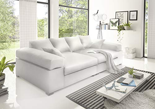 Reboz Big Sofa weiß grau beige braun schwarz Megasofa Kunstleder (Weiß)