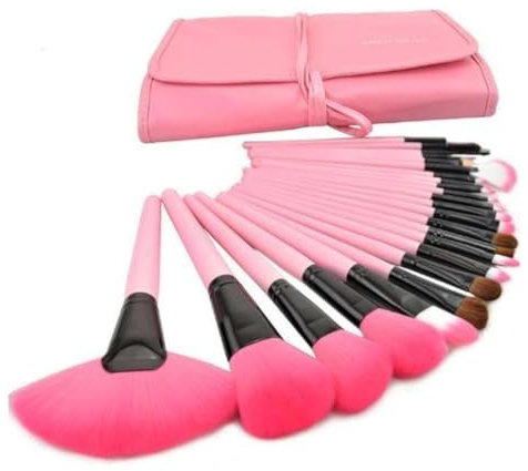 XLKJ Kit Pinceaux Maquillage - Lot de 24 Pinceaux de Maquillage Professionnels Rose Avec Trousse pour Fond De Teint, Blush