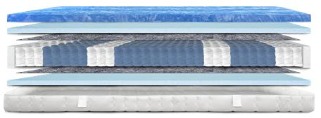 AM Qualitätsmatratzen - Gelschaum-Matratze 200x200cm H3 - Taschenfederkernmatratze Gelschaum 200 x 200 - Matratze mit integrierter 6cm Gelschaumauflage - 24cm Höhe - Made in Germany