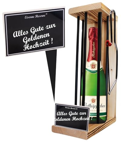 Eiserne Reserve Geschenk Goldene Hochzeit für Eltern Rotkäppchen Sekt Black Edition incl. Notsäge Text s/w Alles Gute zur Goldenen Hochzeit Sekt (1 x 0.75 l)