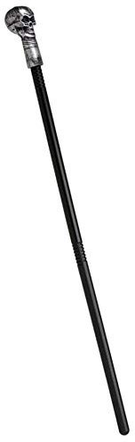 Generique - Totenkopf-Zepter Halloween-Zubehör Gehstock schwarz-Silber 75 cm - Schwarz