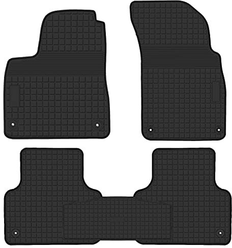 SAN AUTO Tapete de Goma para el Piso del Coche, Ajuste Personalizado para Audi Q7 2017 2018 2019 2020 2021 2022, Revestimiento Negro Completo para Todo Tipo de Clima, Resistente, sin Olor