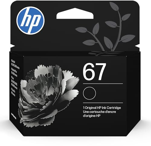 HP 67 Black Ink Cartridge | Works with DeskJet 1255, 2700, 4100 and Envy 6000, 6400 Series, Eligible for Instant Ink, 3YM56AN | Packaging May Vary