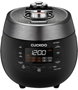 CUCKOO Twin Pressure Rice Cooker 6-Cup Uncooked / 12-Cup Cooked with Nonstick Inner Pot, Versatile Rice Maker & Warmer with 14 Menu Options, Voice Guide, Auto Clean, Black (CRP-RT0609FB)