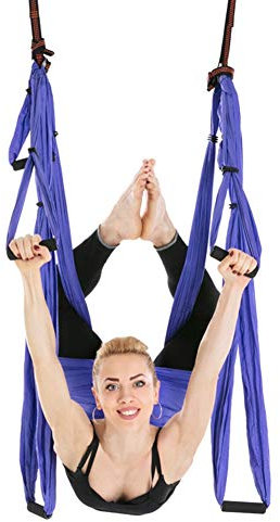 Keenso Yoga Hammock, Yoga Stretching Strap Anti-Gravity Aerial Yoga Fitness Hanging Grip Inversion Swing Sling Hammock for Pilates Ballet Cheerleading Splits Gymnastics (Purple)