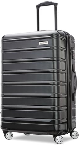 Samsonite Omni 2 Hartschalen-Koffer, erweiterbares Gepäck mit 360-Grad-Rollen, schwarz - Midnight Black, Checked-Large 28-Inch