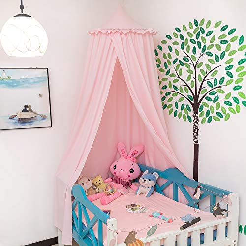 Laneetal Betthimmel Baldachin Kinderzimmer Deko Moskitonnetz Babys Bett, Prinzessin Prinz Spielzelte Kuschelecke Dekoration für Spielzimmer Höhe 230 cm Rosa