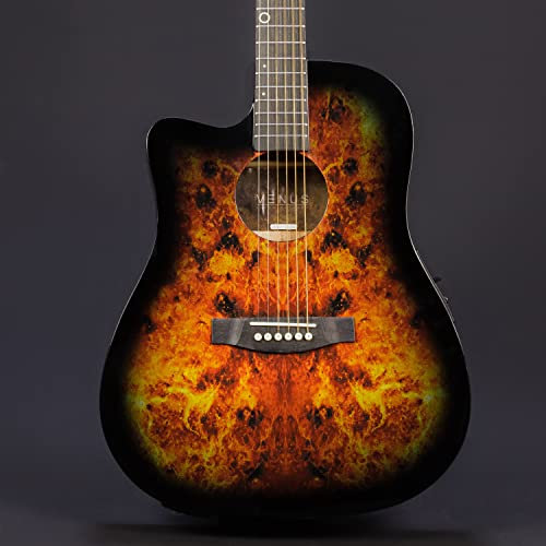 Lindo Venus Elektroakustische Gitarre für Linkshänder, mit F-4T Vorverstärker, Tuner, EQ und gepolsterter Gigbag