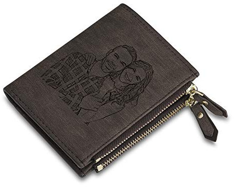 Carteras de Fotos Personalizadas Carteras de Tarjetas de crédito para Hombres Regalos Originales para Hombre Monedero de Bifold para Regalo de Novio de Padres (#Army Green(Zipper))