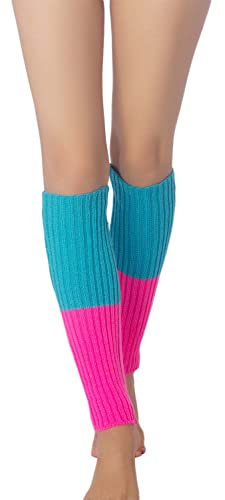 iB-iP Damen Neongrün Ballett Tanzwärmer Aerobic Beinstulpen, Größe: Einheitsgröße, Meer-blau & Hot Pink