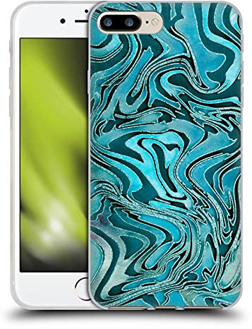 Head Case Designs Officially Licensed LebensArt Turquoise Geo Liquid Marble Soft Gel Case Compatible With Apple iPhone 7 Plus/iPhone 8 Plus