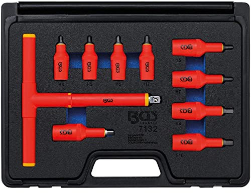 COFFRET 10 OUTILS ISOLES 1000V VDE DOUILLES 6 PANS MALE CARRE 3/8