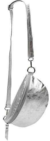 SH Leder ® echt Leder Hüfttasche Damen Herren Unisex Gürteltasche für Festival Reise Bauchtasche große Crossbody Bag Frauen Ledertasche 30x18cm Lala G399 (Silber)
