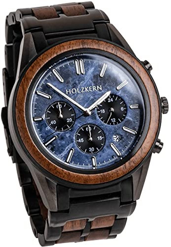 HOLZKERN Herren-Chronograph Quarz Space Dust Walnuss/Marmor 9120078339282