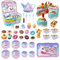 xwin DIY Tea Party & Birthday Cake Toy Set 97 Pieces Including Teacups, Plates, Cookies, Cupcakes, Teapot Accessories, Cake, Cutter & Decorations Fun Pretend Play Gift for Kids Aged 3+ Years