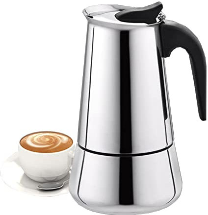 JBISJQLJ Cafetera de café para estufa, cafetera Moka, cafetera italiana, 12 tazas, cafetera portátil de acero inoxidable (12 tazas)