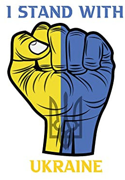 LUOSFUH Aufkleber Ich stehe mit Ukraine Aufkleber Stop-War Support Ukraine Statement Sticker 10 Stück Spreadshirt We Stand with Ukraine Frieden Faust Autoaufkleber D