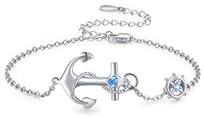 OHAYOO Anker Fußkettchen 925 Sterling Silber Anker Fußkettchen Nautisches Fußkettchen Seemann Schmuck Anker Schmuck Fußschmuck Geschenk für die beste Freundin der Frau