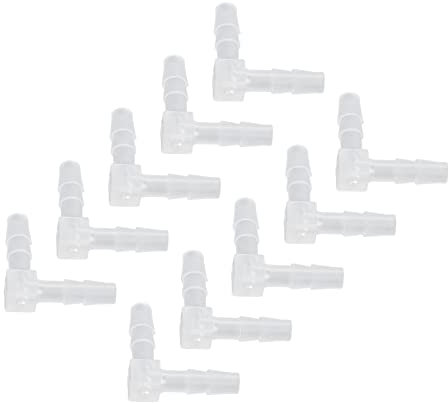 10 Uds Codo de Plástico Espiga para Manguera Codo de 90 Grados L Accesorio, Empalmador de Juntas de Púas Iguales Adaptador de Unión(4mm)