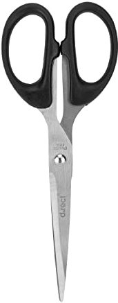 D.RECT 6018 18cm Edelstahl Schneidschere für Papier und Tapes l unzerbrechlicher Kunststoffgriff l Schulschere Schere für Einsatz in Zuhause l Schule und Büro, Schwarz, 007110