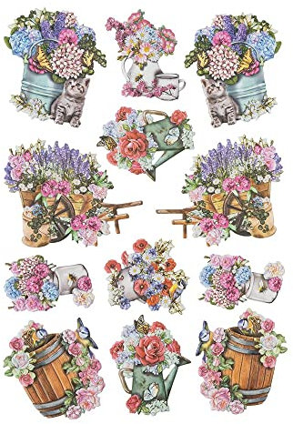 Ideen mit Herz Stickerbogen 3-D Relief-Sticker | Aufkleber | Hochwertig geprägt mit 3-D-Effekt | Din A4 Bogen mit verschiedenen Motiven (Im Garten)