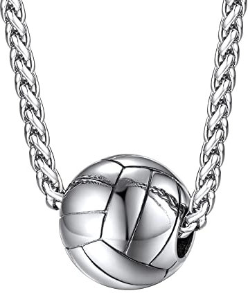 FaithHeart Edelstahl Kette mit Volleyball Anhänger für Herren Jungen Hip pop Charm Sport Schmuck mit Geschenkebox für Weihnachten Geburtstag