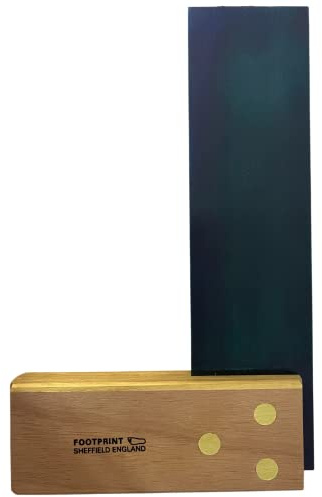 Footprint Tools 6 Walnut Carpenters Square - Anti-Rust Chemically Blued Hardened Steel Blade. Walnut Stock Highly Resistant to Wear and Tear. Mark and Check Right Angles in Woodwork and Carpentry.
