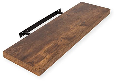 KARAT Étagère Murale Flottante - Étagère Suspendue avec Fixation Invisible - bibliothèque, Étagère CD et DVD - matériel de Montage Inclus - 4 cm d'épaisseur, 23 x 60 cm - Aspect Bois Brun