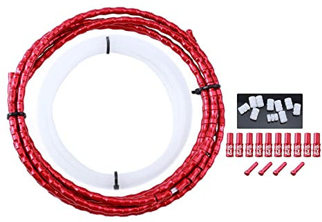 pistro Fish Bone Bike Cable Housing Deluxe Shifter Outer Casing Derailleur Brake Cables Wrap Protection Sleeve Mountain Folding Accessories - 2.5m Red