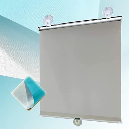 KOOEIN Verdunkelungsvorhang-mit Saugnäpfen Sonnenschutz Rollo, UV-Schutz, Thermo Gardinen, für Sichtschutz, Blickdicht Jalousien, fensterrollo mit Stärke Saugnäpfe,Grey-75x125cm/30x49in