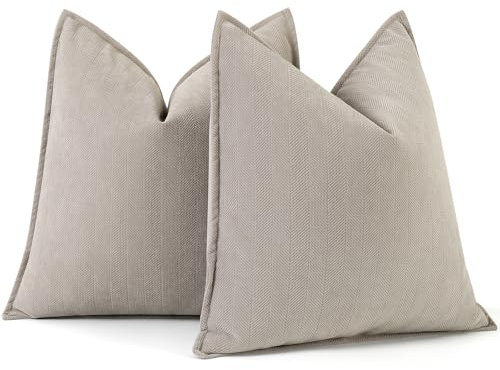 ZWJD Grau Kissenbezug 50x50 2er Set Chenille Kissenbezüge Sofakissen Kissenhüllen mit elegantem Design, weiche und luxuriöse dekorative Dekokissen für Couch, Bett und Heimdekoration